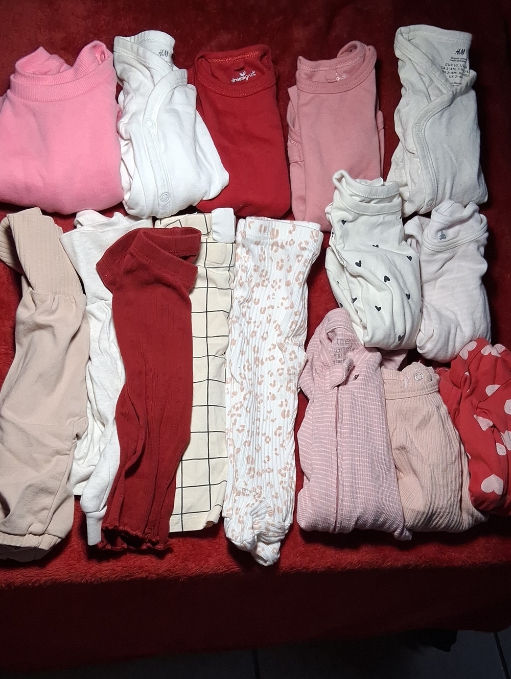 H&M Girls Pajama and Onesie Bundle in Pink, Red, White, Beige